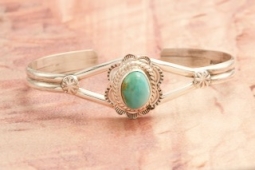 Navajo Jewelry Genuine Royston Turquoise Sterling Silver Bracelet